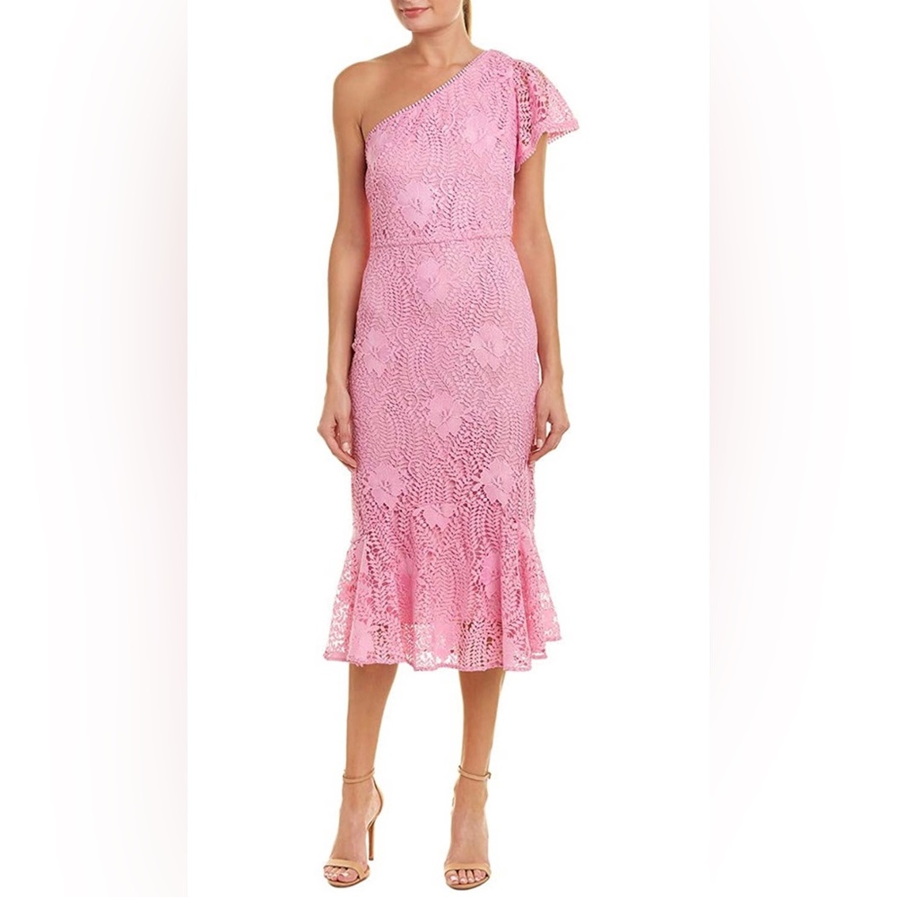 SHOSHANNA midnight pink one shoulder dress